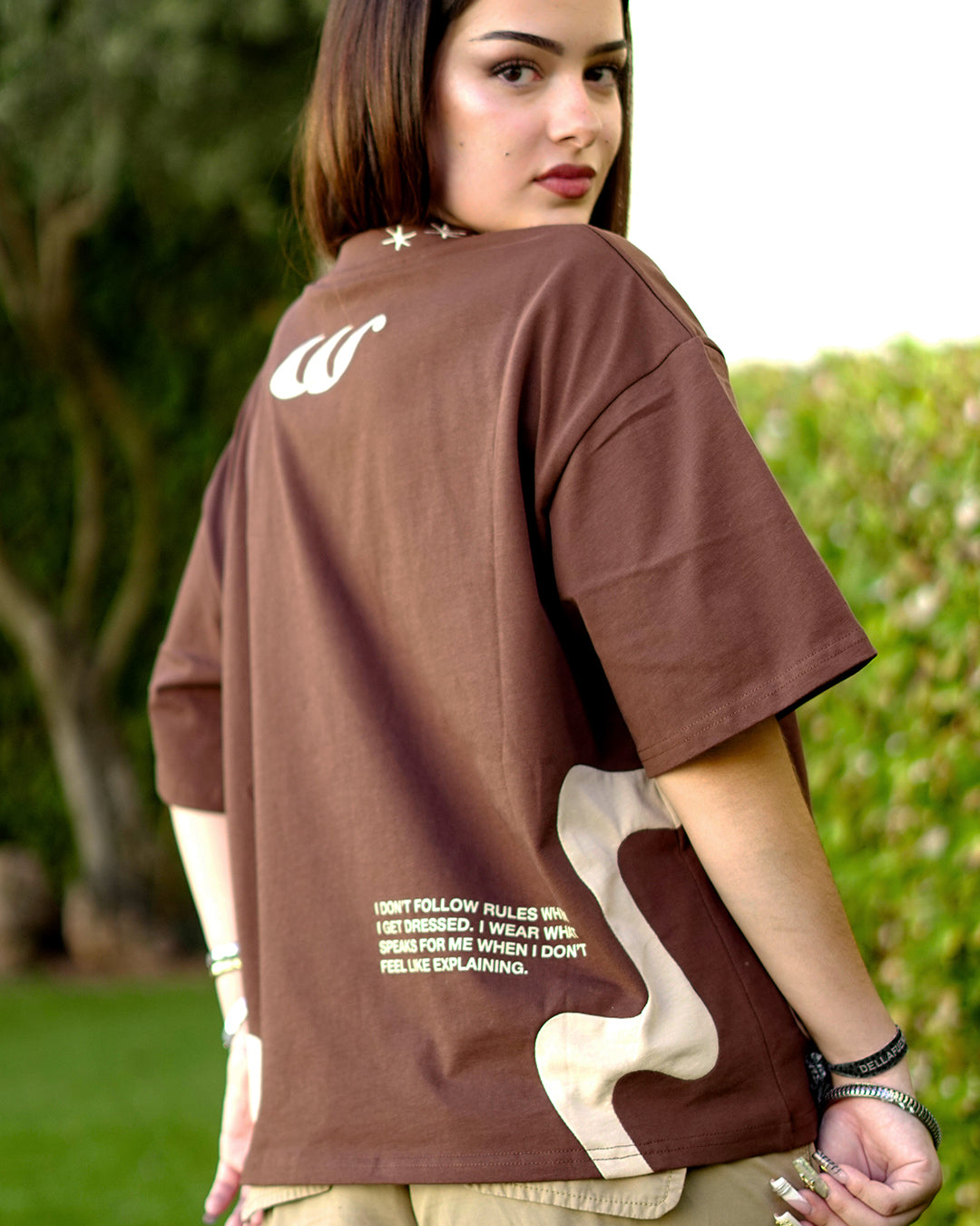 DINAMIC BROWN AND BEIGE T-SHIRT